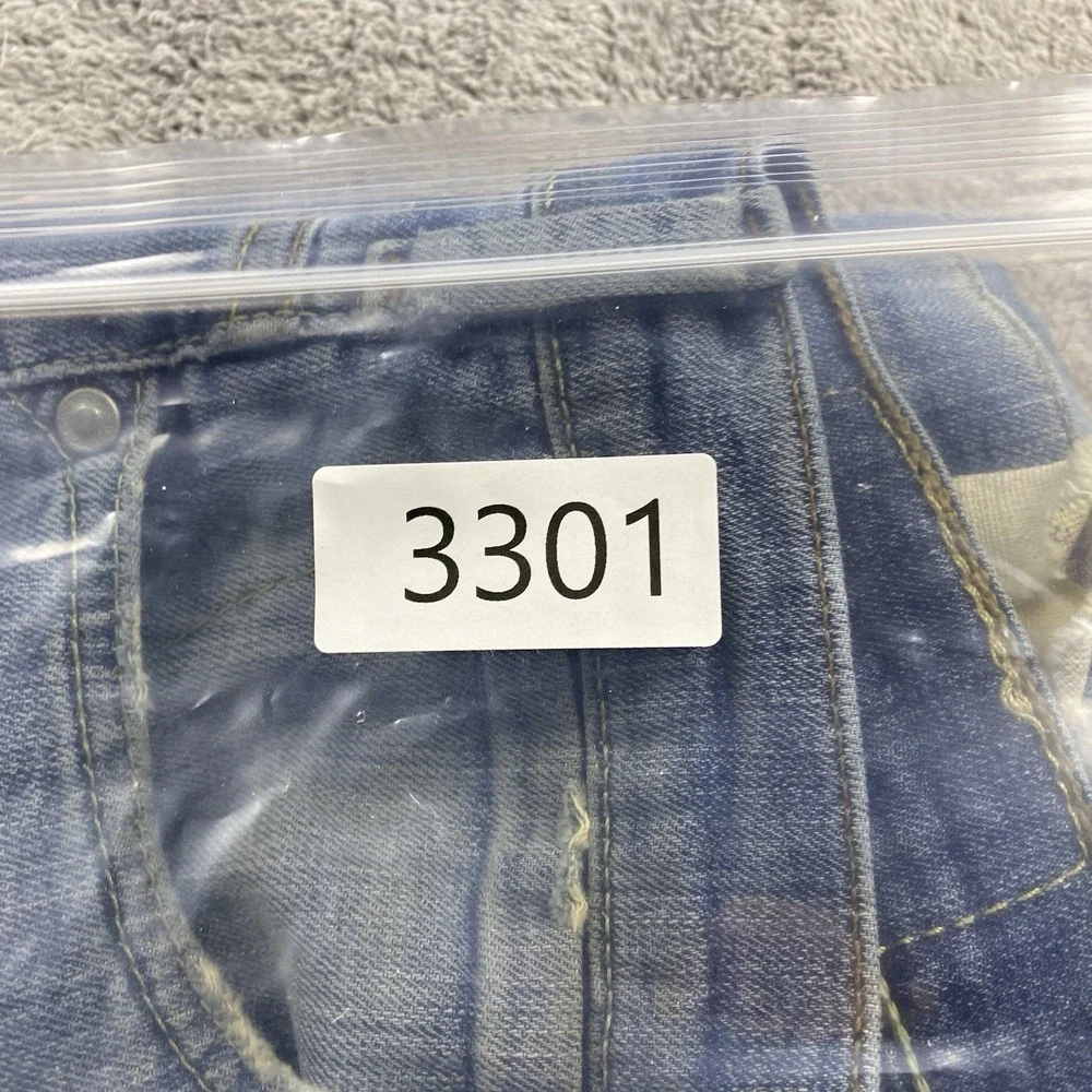 Levi's 519 Slim Jeans Mens 32X34‎ Blue Medium Wash Low Rise Distressed